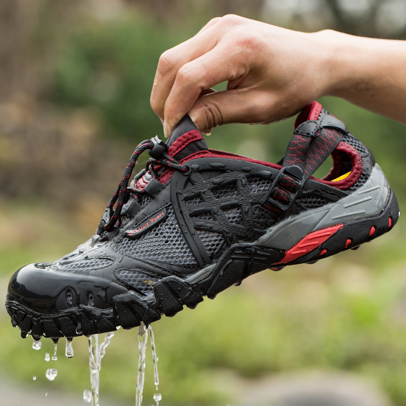 Aquatic Sports Shoes - 高品質メンズハイキングシューズ通気性ノンスリップメッシュスポーツシューズ男性スニーカー速乾性ウォーターシューズ屋外登山